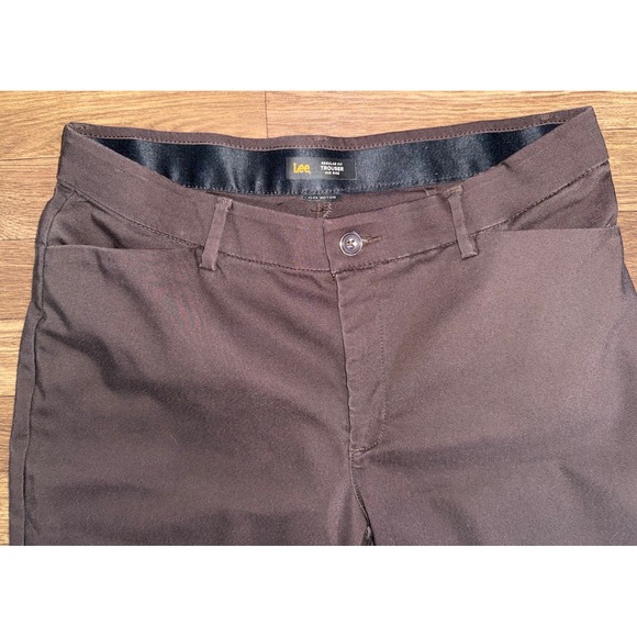 Lee Regular Fit Straight Leg Work Pants Brown Casual Career Size 14 - Picture 2 of 5
